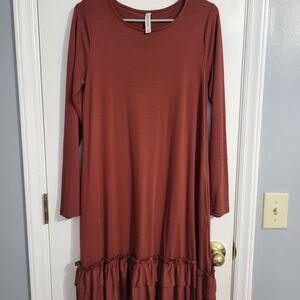 Zenana Outfitters Terracotta Long Sleeve Dress